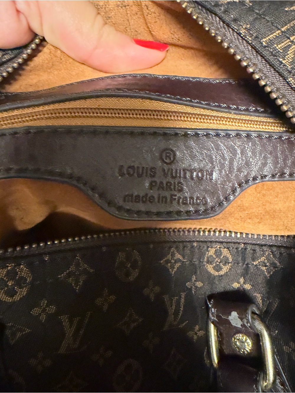 Louis Vuitton Monogram Canvas Shoulder Bag with Dark Brown Trim Mini Lin
